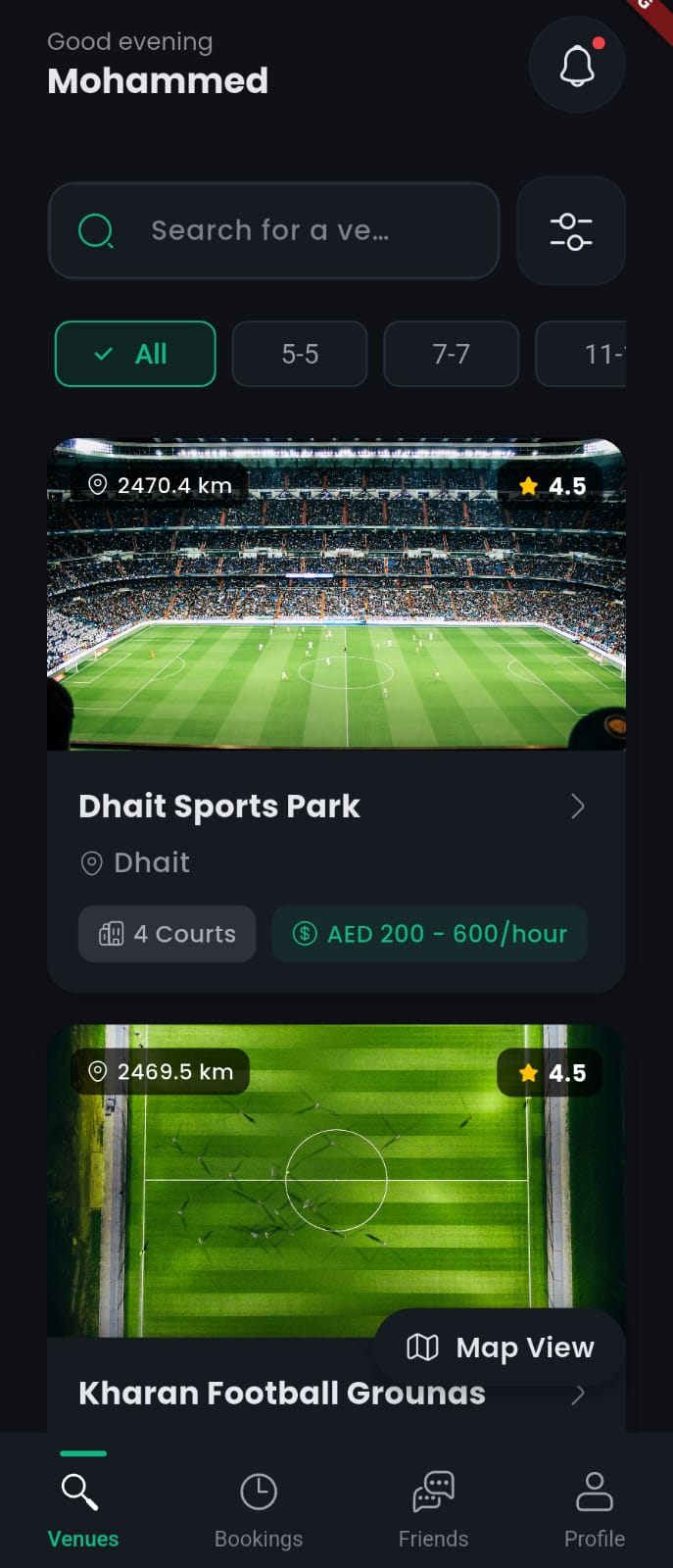 Jymer venue list with available courts